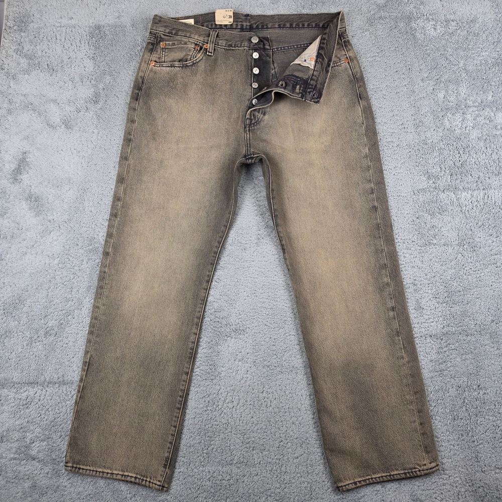 Levis Premium 501 Jeans Mens 36x30 Big E Button Fly Gray Sun Faded Acid Wash NWT